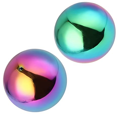 Stück polierte Hohlkugeln aus Metall mit Blick auf den Globus, spiegelpolierte Hohlkugeln für den Garten, verspiegelte Gartenkugeln aus Edelstahl, reflektierendes Zubehör (bunt x 2 Stück, 10 x 10 cm