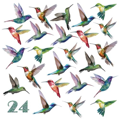 Kolibri-Fensteraufkleber zur Verhinderung von Vogelschlägen, 24 Stück | kollisionssichere Fensteraufkleber, verhindern, dass Vögel in Fenster fliegen
