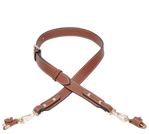 FLYAMAPIRIT axelrem för Longchamp-väskor, damer, läderrem-konverteringssats, justerbar ersättningsrem för plånbok, handväskor etc. (konjak guldkrok, 2,5 cm bred)