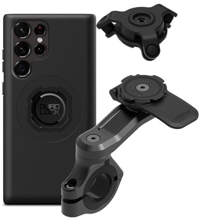 Quad Lock Motorcycle Handlebar Phone Mount PRO Kit with Vibration Dampener and Galaxy S22 Ultra MAG Case