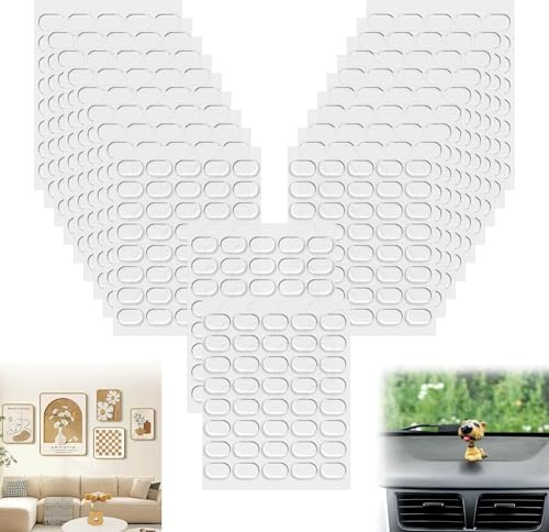 Caldamn 800 Stück Doppelseitige Transparente Klebepads 13 * 8 mm Entfernbare Klebepunkte Transparent Kleine klebepunkte Doppelseitig Spurlos Dehnbar Doppelseitige Klebepunkte für Heim Büro Dekor