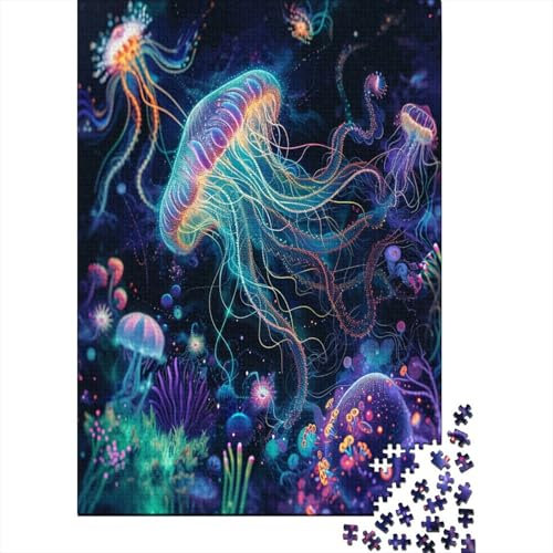 Puzzle Farbenfrohes Bunte Qualle Geschicklichkeitsspiel Home Dekoration Puzzle Tier Clevere Rätsel 1000-teilige Puzzles Erwachsenen Puzzle Für Erwachsene 1000pcs (75x50cm)