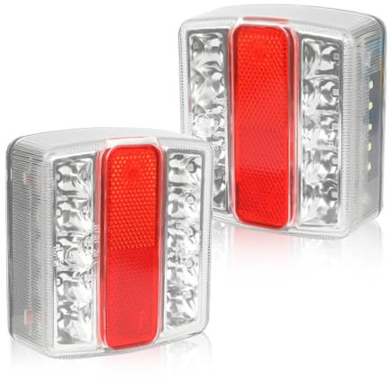 Yinaolan 2 pièces feux remorque 18 LED 12 V feux arrière clignotants réflecteurs feux stop feux de plaque, IP67 imperméable remorque camion