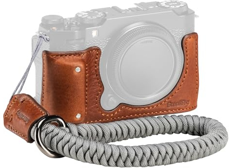 SMALLRIG X-M5 Leder-Halbtasche-Set für Fujifilm X-M5, inklusive Leder-Halbtasche, Handschlaufe, echtes Ledermaterial, tragbar und schützend (braun) – 4880
