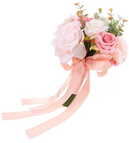 Cabilock Hochzeitsstrauß Künstliche Blumen Brautstrauß Für Hochzeitsdekoration Langlebige Und Pflegeleichte Kunstblumen Für Hochzeiten Partys Und Zuhause Zartem Rosa Farbton