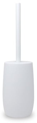 Nadi Collection, Escobilla de baño WC o Inodoro, Serie Glaciar, ABS, Color Beige, Blanco o Gris Mate, Cepillo Negro Desmontable, 10cm∅ x 35cm Alto (Blanco)