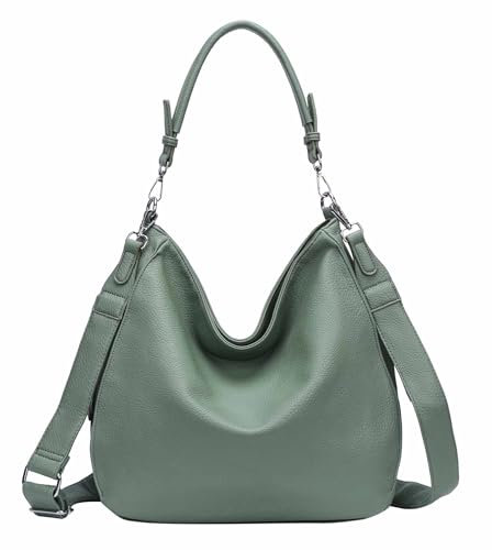 OBC Damen Tasche XXL Shopper Hobo Bag Schultertasche Crossbody Umhängetasche Beuteltasche Handtasche Crossover Leder Optik Mint