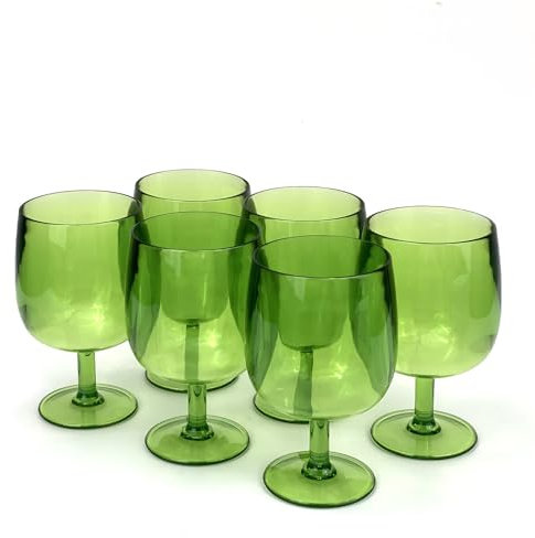 Yalin Set di 6 bicchieri impilabili in plastica acrilica infrangibile, 350 ml, per vino e acqua, 350 ml