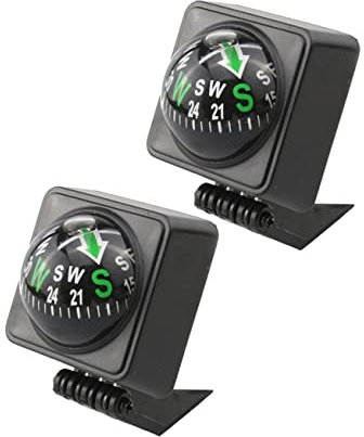 PartyKindom 2pcs Auto Compass Car Boat Truck Dashboard Ball Shaped Compass Glass Abs Material for Vehicle Navigation Travel Essential