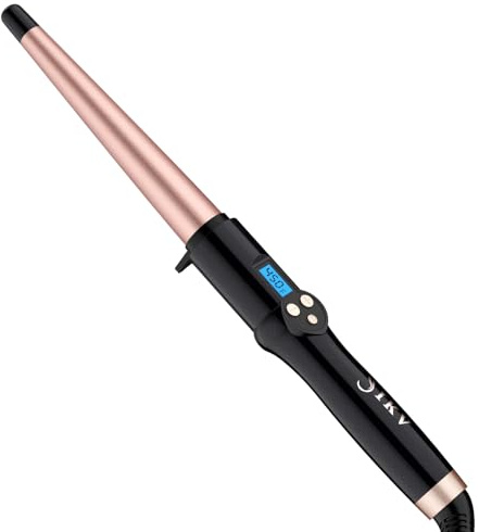 Hair Curling Wand for Long Hair,9-19mm Tapered Curling Iron Ceramic Barrel,Dual Voltage Hair Curler,Glove Include