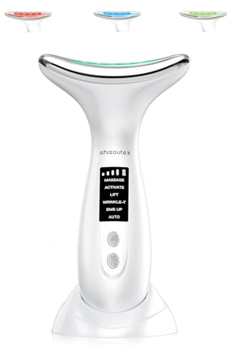 Massaggiatore viso contro le rughe, rimozione doppio mento 6 in 1, 3 colori LED, anti-rughe Beauty Device 5 ℃ freddo e 45 ℃, massaggiatore per viso, terapia della luce del viso, massaggiatore viso