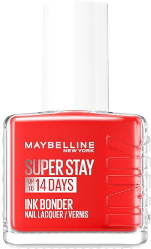 Maybelline New York - Vernis à Ongles Coloré Longue Tenue - Couleurs Intenses et Pigmentées - Renforce les Ongles Abîmés - Superstay Ink Bonder - Teinte : Blood Orange 493-12 ml