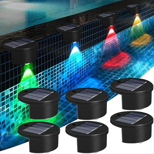 TaimeiMao Solar Poolbeleuchtung, 6PCS Poolbeleuchtungs Solars,Mehrfarbige | LED Teichbeleuchtung,Wasserdichte Pool Licht, Mehrfarbige, Pool Zubehör, für Schwimmbecken, Zaun, Hof, Terrasse, Outdoor Deko