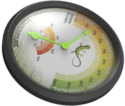 ORFOFE Termometro Igrometro Rettili Mini Meccanico ad Precisione con Display e Adesivo per Terrari e Incubatrici Temperatura e Umidità in Vivari Tartarughiere e Spazi