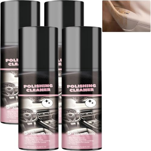 Spray per vernice per auto a pulizia profonda, detergente interno per cruscotto auto, gomma pelle, rimuove le macchie ostinate, agente al dettaglio per uso interno (4 pezzi)