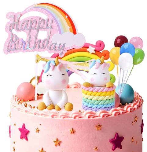 Unicorn Rainbow Cake Decoration Topper Unicorn Birthday Decoration | Unicorn Birthday Decoration Party Favors Rainbow Balloons Balls for Birthday Party Supplies