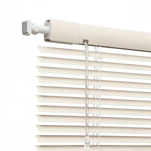 AJTXCSFOQL 25mm Persianas Venecianas Aluminio a Medida, Fácil Instalación, 55 68 75 80 98 102 116 165 Estores para Ventanas, Salón, Cocina, Dormitorio, Despacho, Persiana Veneciana Sin Taladro(Beige)