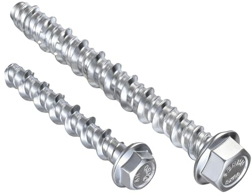 Jyvex M10 x 100mm Hex Head Concrete Screws, 10 PCS Masonry Anchor | zinc plated, flange hex head, for brick, marble, stone, concrete, no plug