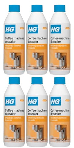 HG Coffee Machine Descaler, Tough Scale Remover for Espresso & Pod Machines – 500ml (Pack of 6)