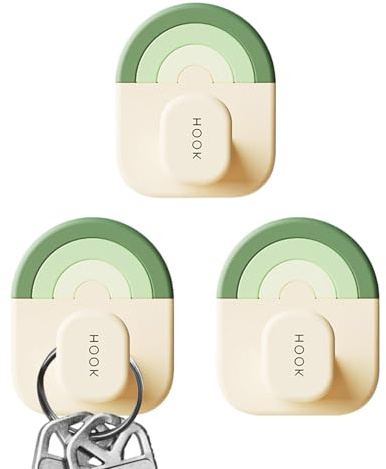 Ganchos adhesivos - 3 unidades de soportes para perchas | Colgador de cocina - Para pared, ducha, baño, puerta, techo, cocina, abrigo, llaves, ventana, dormitorio universitario, toalla