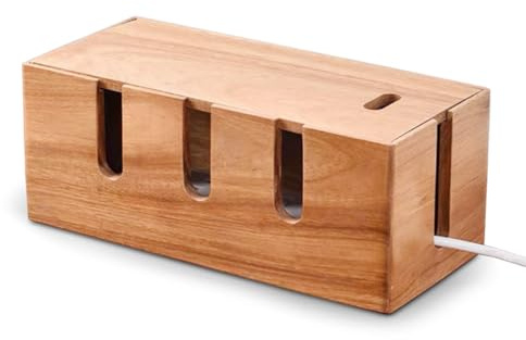 WRQIOO Kabelbox Holz Groß für Drahtmanagement, Kabel Verstecken