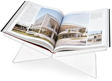 LELE LIFE Buchständer aus Acryl, transparenter Buchhalter zum Lesen, offener Präsentationsständer für Kochbuch, Zeitschriften, Rezepte, Bibel auf Küchentheke oder Schreibtisch, transparent