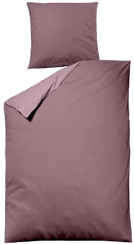 sleepling Satin Bettwäsche, 2-teiliges Set: 1x 155x220cm Bettbezug & 1x 80x80cm Kissenbezug, 100% Mako Baumwolle, Wendebettwäsche, Seidig Weich, Oeko-TEX, Made in EU, Waschbar bis 60 Grad, Mauve