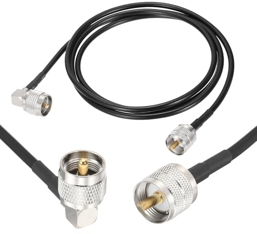 sourcing map Cavo coassiale CB RG58 nero, 1,5 m, 50 Ohm a bassa perdita UHF maschio a UHF maschio, prolunga per radio HAM, analizzatore antenna, radio HF e dispositivi di comunicazione, colore nero