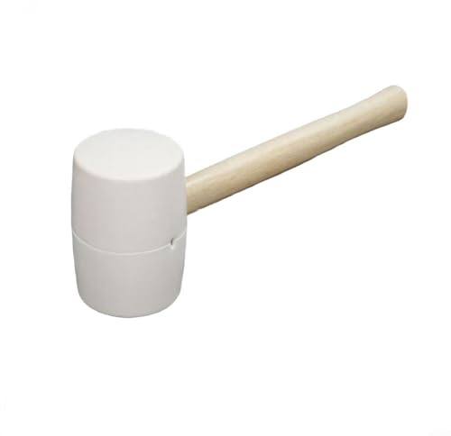 Gettimore White Mallet with Wooden Handle, Ergonomic Hammer Tile Installation, Furniture Assembly, and Home Renovation, 34cm