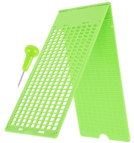 CATIEBYE Piastra di Scrittura Braille Verde per Non Vedenti in Plastica Pp, Facile da Usare, Strumento Educativo per Apprendimento con Penna, 9 Righe 28 Spazi