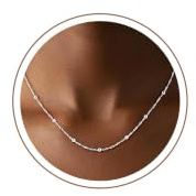 Fezodo 925 Sterling Silber Über Kette, 1.5mm Silber Perlen kette Damen 925 ohne anhänger Silber kette Damen Halskette Schmuck Personalisierte Geschenk für Frauen Freundin 16/18/20/22 Zoll
