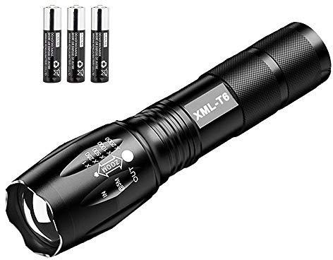 Lampe de poche LED T6 10W AAA zoomable lampe torche étanche XM-L 8000LM 5 modes avec piles AAA