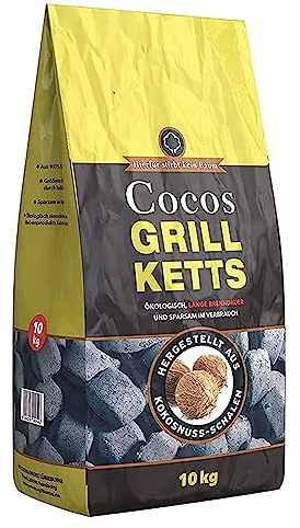Cocos Grillketts Premium Grillbriketts aus Kokos-Kohle - 10kg - extra Lange Brenndauer - ideal für Dutch Oven, Smoker und Kugelgrill