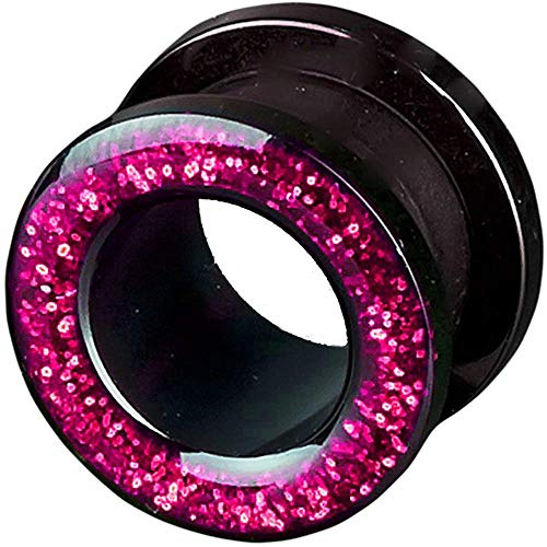 viva-adorno 1 Stück Flesh Tunnel Acryl Glitzerdesign zum Schrauben Z2c