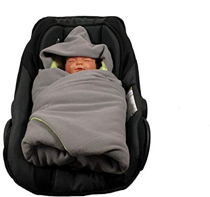 HOBEA-Germany Fußsack Einschlagdecke für die Babyschale Babyschalenfußsack Winter, Farben Winterdecken:grau grün