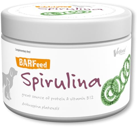 Vetfood BARFeed Spirulina | Protein und Vitamin B12-Quelle | Barf für Katzen & Hunde | Rohfütterung | 200 g