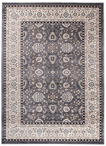 Carpeto Groß Teppich Flur 300x400cm Anthrazit Grau Klassisch Traditionell | Teppich für Eingangsbereich Küche Büro Wohnzimmer Schlafzimmer Weich Pflegeleicht Fußbodenheizungsgeeignet Mittelflor Elegant
