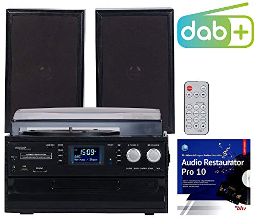 auvisio Stereoanlage: 5in1-Plattenspieler mit DAB+/FM-Radio, Bluetooth, CD/Kassetten-Player (Kompaktanlagen mit Plattenspieler, Musikanlage mit, microSDHC Speicherkarten)