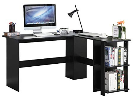 SDHYL Scrivania ad Angolo a Forma di L Mobile da Studio per l'ufficio Domestico a forma di L con Ripiano Aperto Colore Nero
