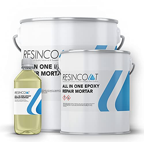 Resincoat All-in-One Concrete Repair - 3-Part Epoxy Mortar Mix, Heavy-Duty Surface Filling, Pothole Repair, Rapid Cold-Curing Epoxy, 5kg, Natural