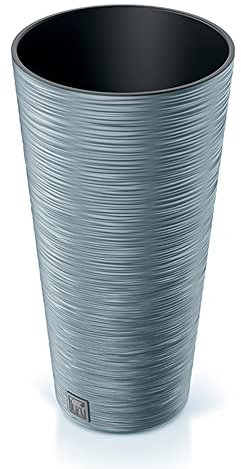 Zementfarbenes Pflanzgefäß mit Behälter, Kollektion FURU, 30 x 30 x 57,5 cm, Fassungsvermögen 15 L.