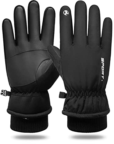 Hsdvdva Warm Winterhandschuhe，3M Thinsulate wasserdichte Winddichte Touchscreen Handschuhe für Herren und Damen，Fahrradhandschuhe für Reiten Laufen Skifahren Wandern Radfahren Schwarz M