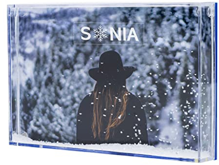Wanapix | Bola de Nieve Personalizable con Foto | Globo de Nieve Personalziado con Fotos y Texto | Relleno de Copos de Nieve | Regalo Navidad Original | 10 x 15 cm