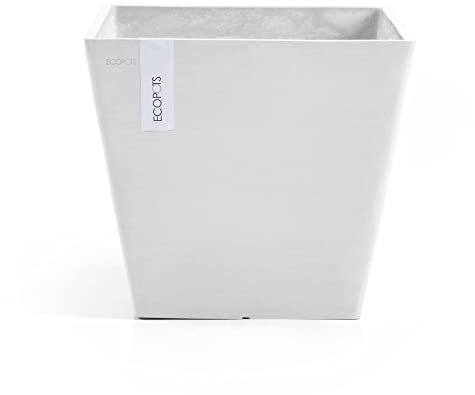 ECOPOTS Pot Carré Rotterdam 30 Blanc Pur - 30 x 30 x H. 26 cm - 17 L