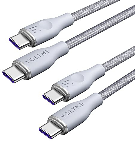VOLTME USB C Kabel 100W, 2 Stück Schnellladekabel USB C auf USB C, PD3.0 Nylon Ladekabel 1,0m lang Kompatibel mit iPhone 16 Pro Max 15 16e iPad MacBook Galaxy S24 Ultra Huawei Pixel Switch, Grau