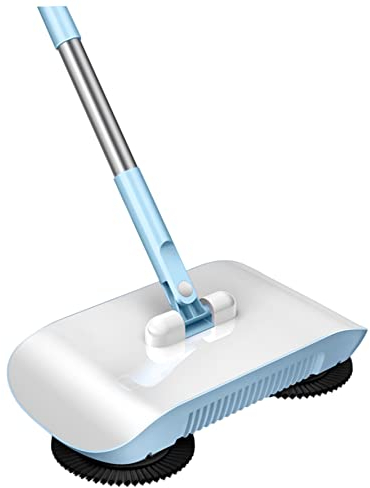 Jorzer Aspiradora Manual de barredora de la Alfombra del barrendero a Mano 3 en 1 Swarring Mop Sweeper Sweeper Aspiradora Herramienta de Limpieza para el hogar para trapear Azul