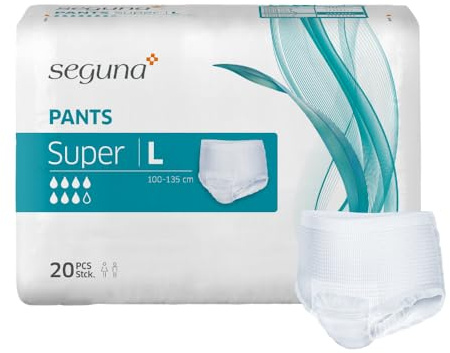 SEGUNA Pants Super, Inkontinenz Pants, Windelhosen für Erwachsene, Frauen, Männer, Inkontinenzhosen bei Blasenschwäche (L (Beutel 20 Stück))
