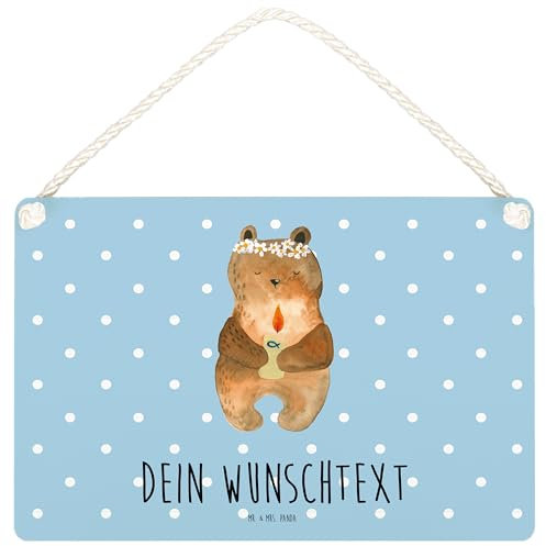 Mr. & Mrs. Panda Türschilder personalisiert Bär Kommunion DIN A4 - Personalisierte Geschenke, Namensschilder, Schild, Personalisiertes, Taufkerze, Teddy, mit Namen, Katholisch, Gottes Segen