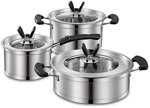 ZAANU Juego de sartenes Juegos de Utensilios de Cocina antiadherentes Juego de ollas y sartenes antiadherentes Juego de Utensilios de Cocina de Acero Inoxidable de 3 Piezas Utensilios de