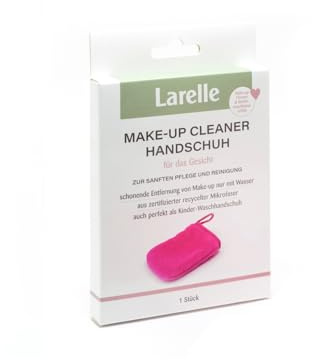 Larelle Make-Up Cleaner Handschuh 1 Stück, GRS-Mikrofaser aus recycelten PET-Flaschen, Sanfte Pflege & Reinigung für das Gesicht, Schonende Entfernung von Make-Up nur mit Wasser
